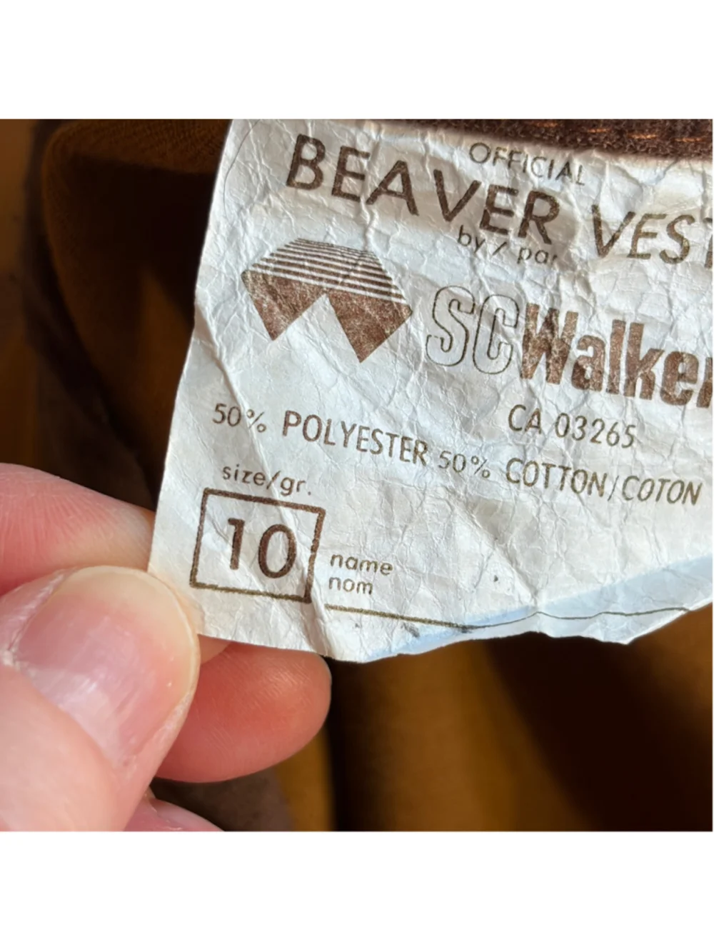 Vintage Beavers Canada Vest Youth Boy’s Size 10 Brown Blue Front Zipper Pockets